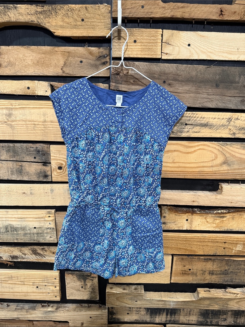GAP Girls Boho  Floral Print Romper In Blue Nova‎ Size Large